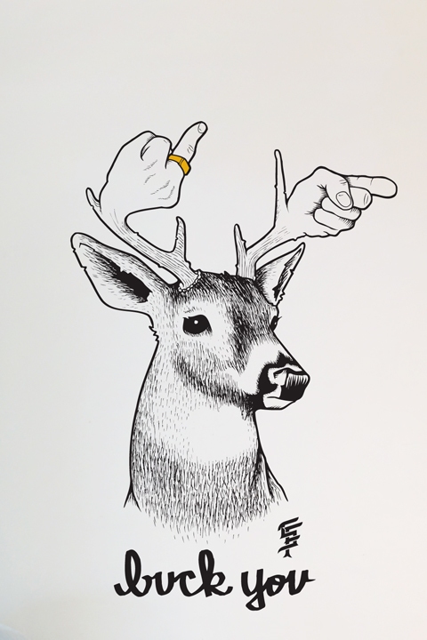 Sticker mural exclusif Buck You par Jeremy Fish 